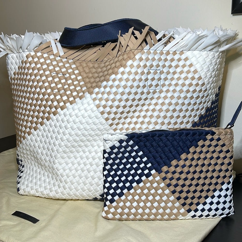 Naghedi Havana Large Graphic Geo - Neoprene Navy Camel White